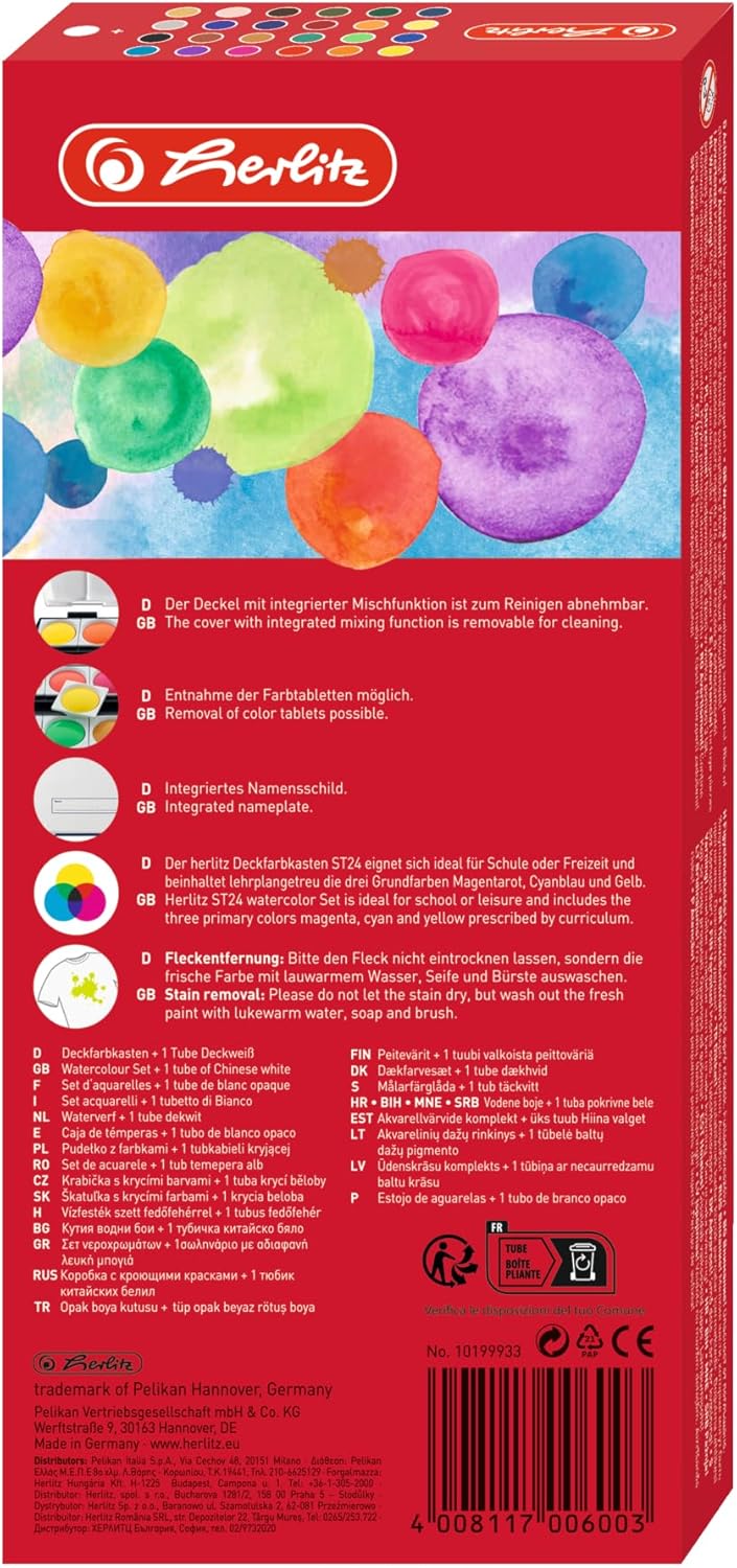Herlitz 10199933 School Paint BZW. Paint Box - 24 Colours with Opaque White – Bild 4