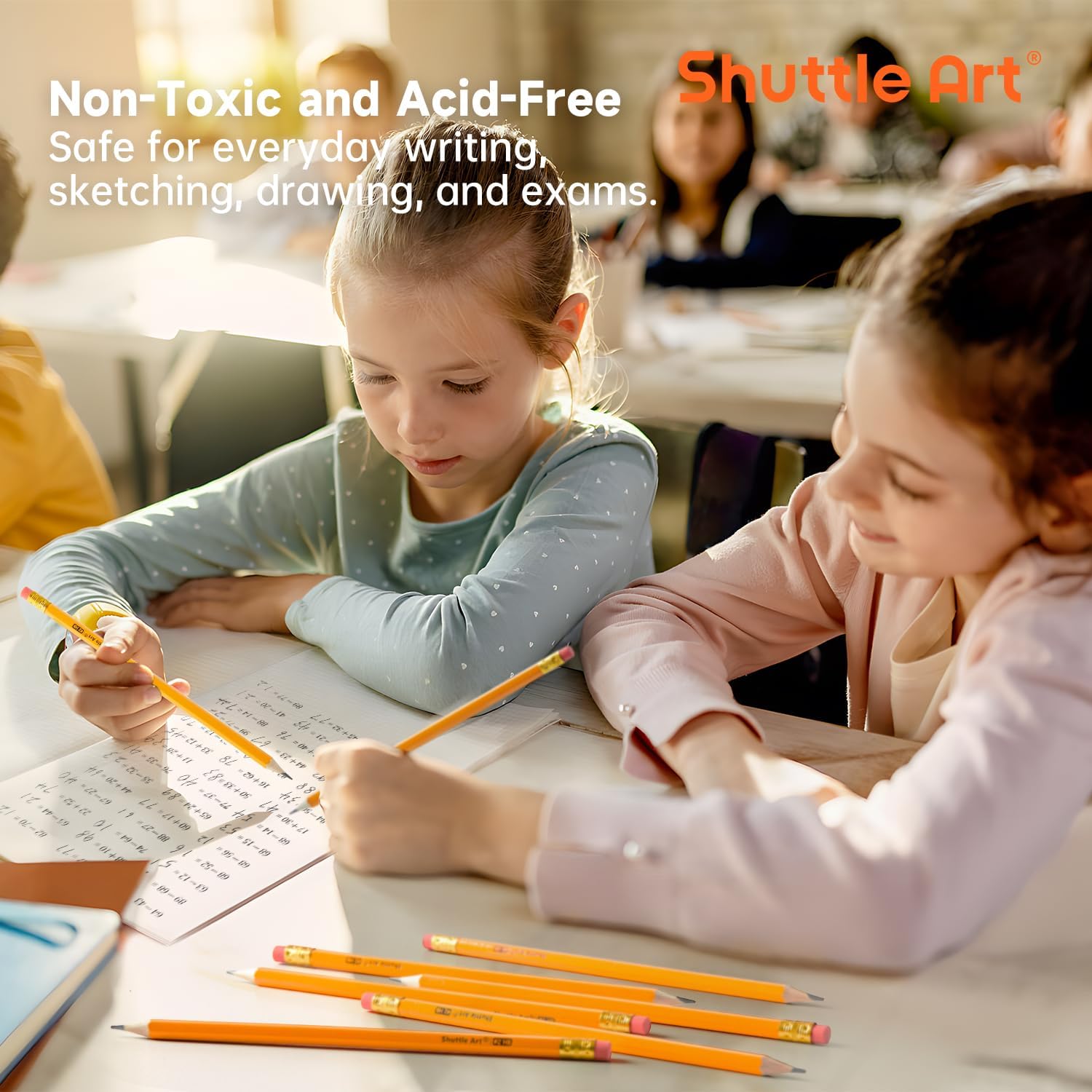 Shuttle Art HB Pencils, 60 Pieces Pre-Sharpened Yellow Pencils with Eraser, Graphite Pencils in Bulk Packaging, Pencil Set for Children and Adults for Writing, Drawing and Sketching – Bild 5