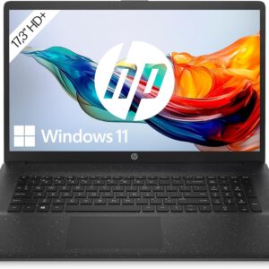 HP Laptop with 17.3″ HD+ Display, Intel Celeron N4500120, 8GB DDR4 RAM, 256GB SSD, Intel UHD Graphics, Windows 11, QWERTZ Keyboard, Black