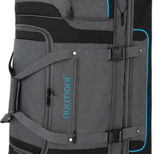 normani Travel Bag 2-Wheel Trolley 120-150 Litres Soft Luggage Travel Bag with Wheels and 6 Compartments - Expandable Travel Trolley - Roller Bag Sports Bag 81 x 39 x 39/47 cm, grey / blue