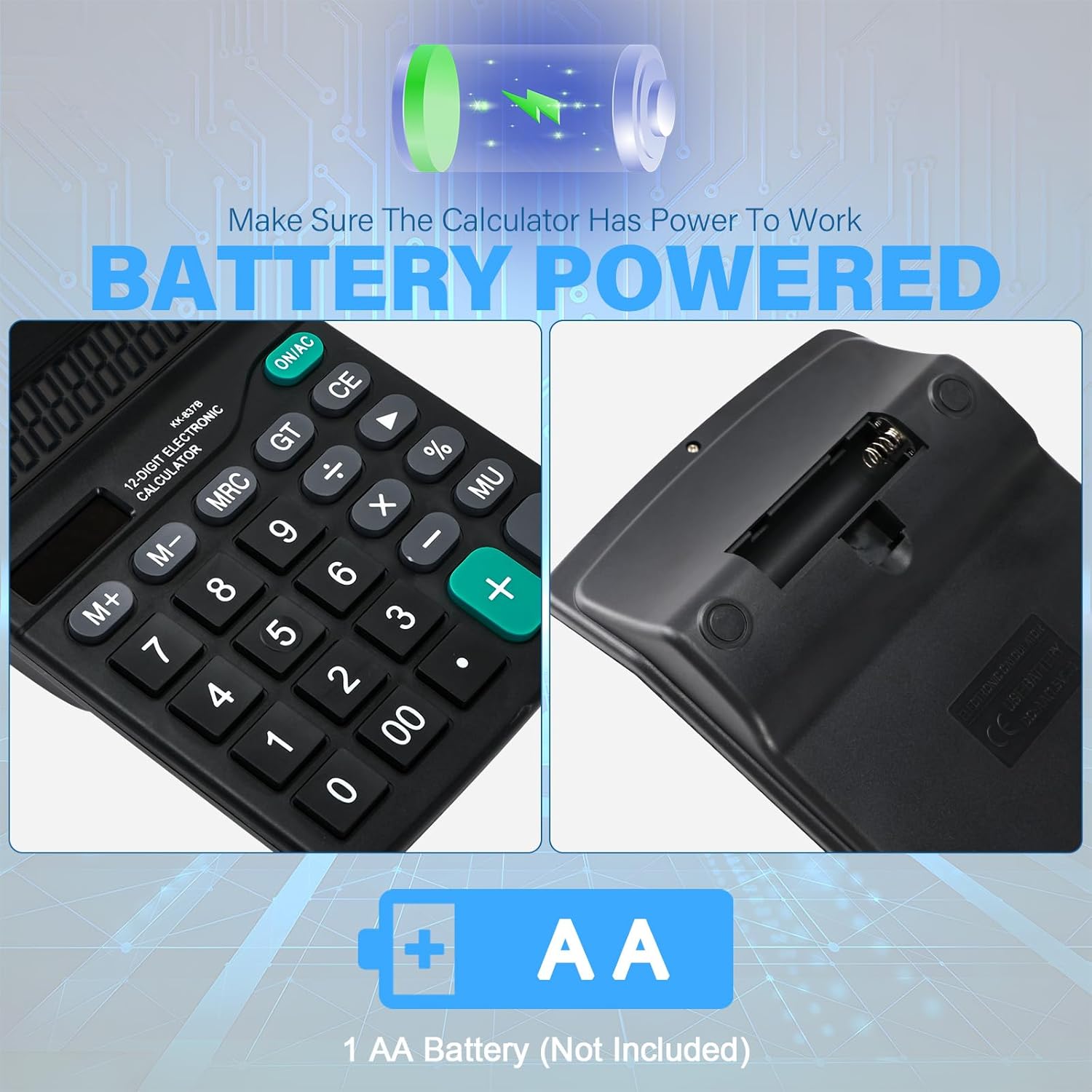 2 Pack Calculator, Desktop Calculator 12 Digits with Large LCD Display and Sensitive Button, Dual Power (Solar and Battery) for Office, Home and School, Table Calculator Black – Bild 3