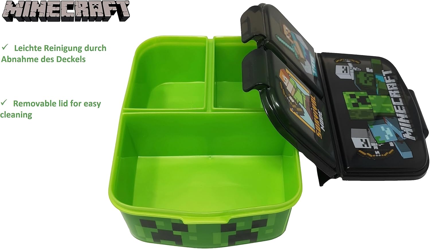 Children's Lunch Box Sandwich Box – Lunch Box with Compartments – Bread Box with Dividers – BPA-Free (Minecraft) – Bild 6