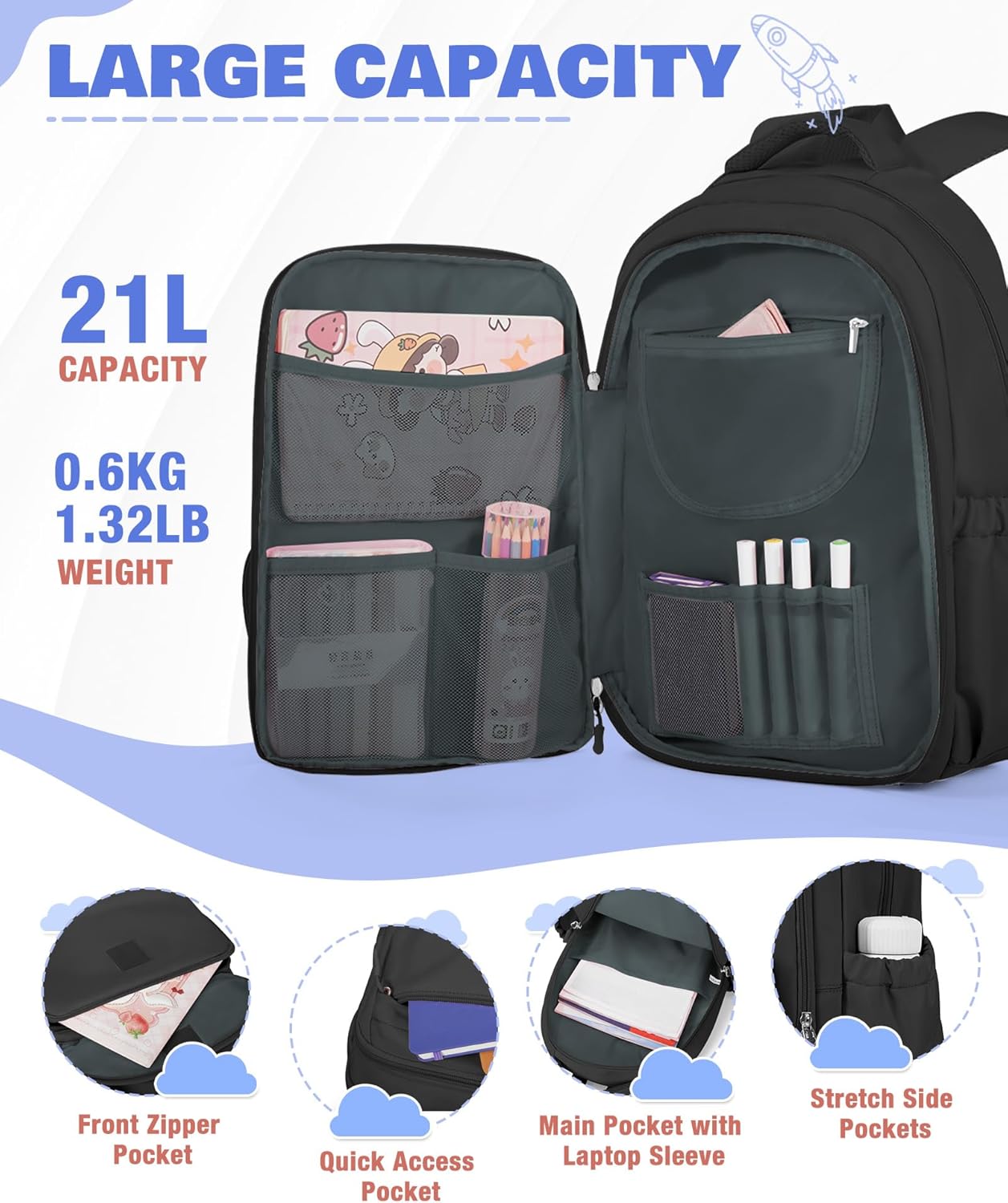 coofay School Backpack Teenager Backpack Girls School Bag Girls 5th Class School Bag Backpacks School Bag School Bags – Bild 3