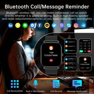 Smartwatch Men Women Fitness Watch with Phone Function: Bluetooth Call Watch Smart Watch Waterproof Wristwatch Fitness Tracker with Heart Rate Sleep Monitor Pedometer Sports Watch Watches Android iOS