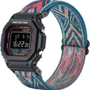 ahayo Elastic Strap for Casio G-SHOCK DW-5600 / GA-2100 / GW-M5610 / DW-5700 Nylon Soft Stretchy Watch Strap with Adjustable Buckle for GA-100/ GDF-100/ GLX-5600 / GW-6900