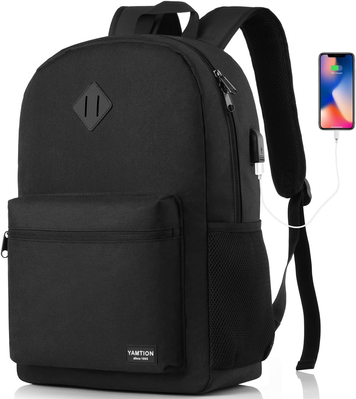 Yamtion Backpack Laptop Men's Backpack Women’s School Backpack Boys; Teenager School Bag Girls’ School Bag for Study, Work, Travel, USB Charging Port