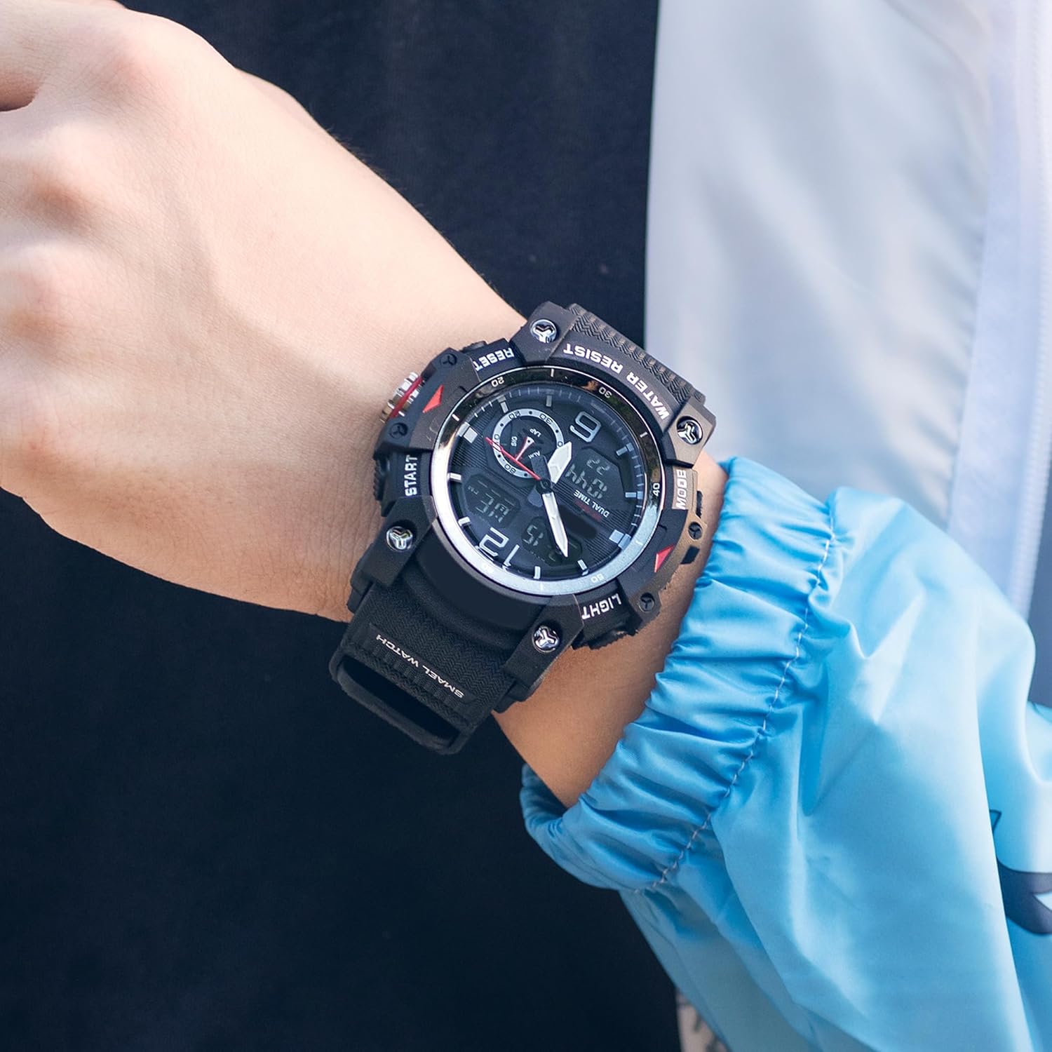 findtime Military Watches Men's Watch Digital and Analogue Waterproof Men's Watch Sporty LED Digital Watch Calendar Alarm Clock Stopwatch with Strap Tactical Watch Men Outdoor – Bild 3