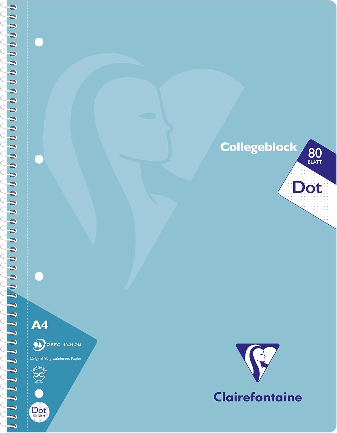 Clairefontaine 306253C Pack of 5 Notebooks / College Notepads, DIN A4, 80 Sheets 90 g Dot/Dot Squared, Assorted Pastel Colours, 1 Pack – Bild 5