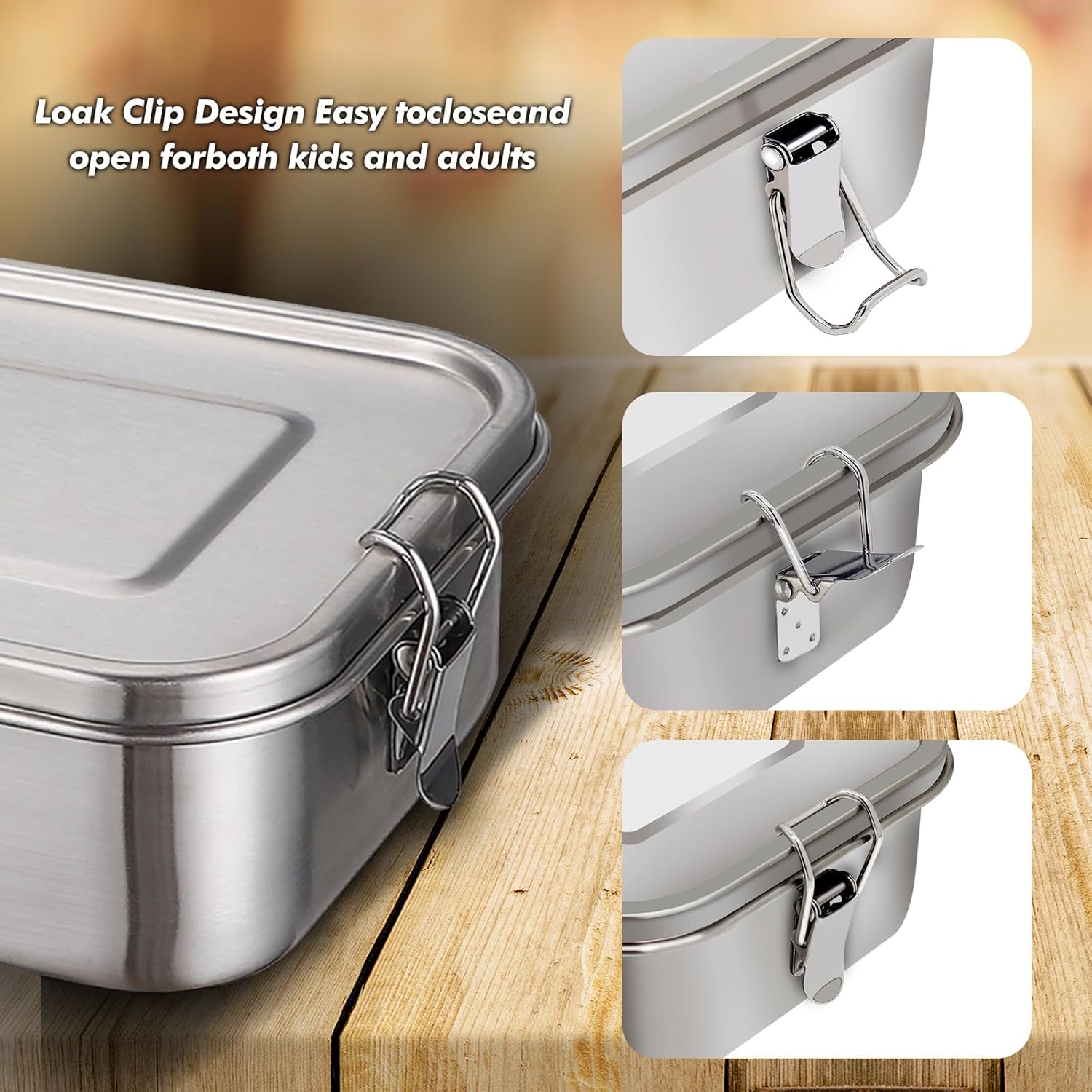 Stainless Steel Lunch Box, 1200 ml Lunch Box, Leak-Proof with Removable Divider, Lunch Boxes, Metal, Environmentally Friendly, for Adults and Children – Bild 5