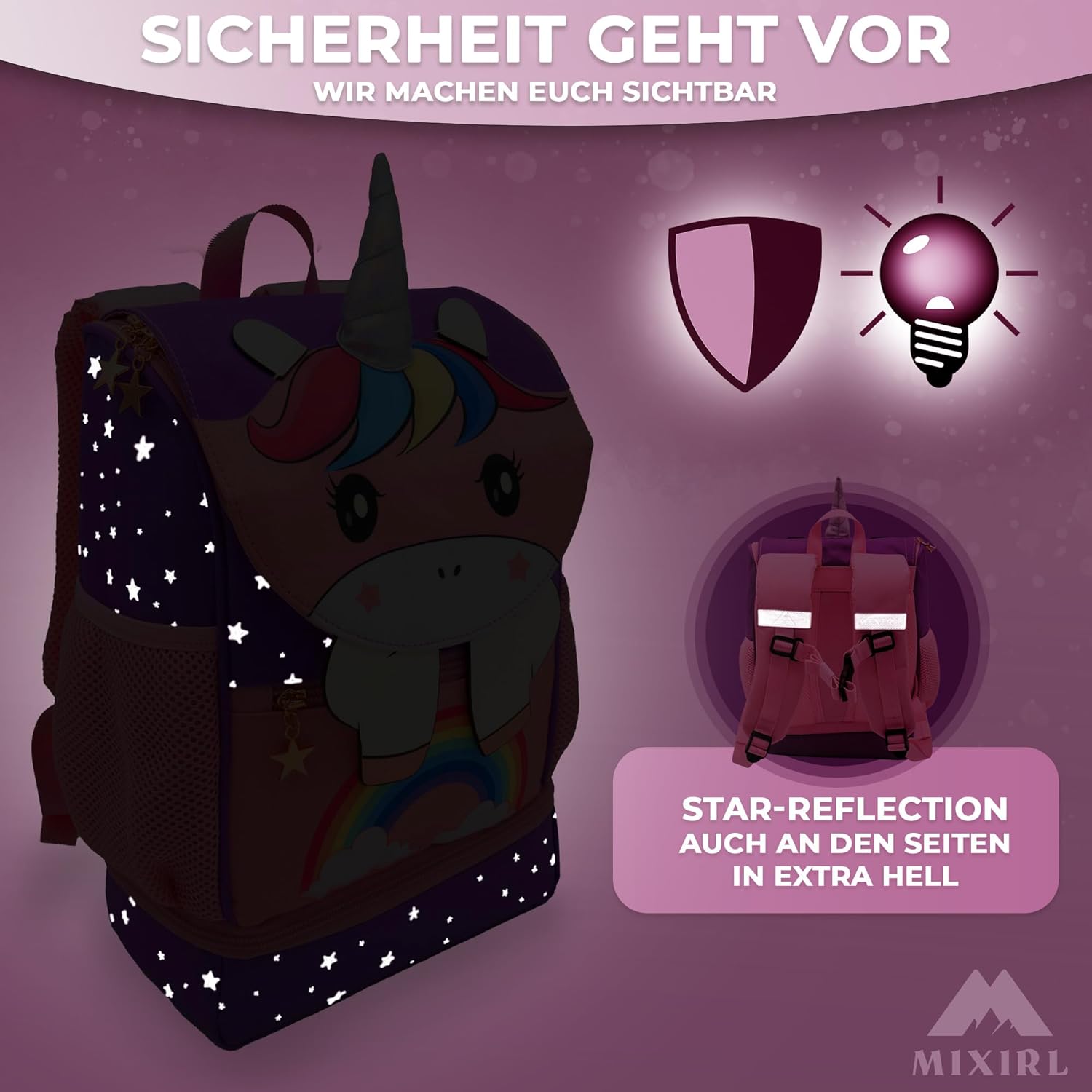 Nursery Backpack Girls & Toddler Backpack from 3 Years High-Quality Unicorn Children's Backpack with Chest Strap – Ideal for Leisure, KiTa, Nursery, pink – Bild 3