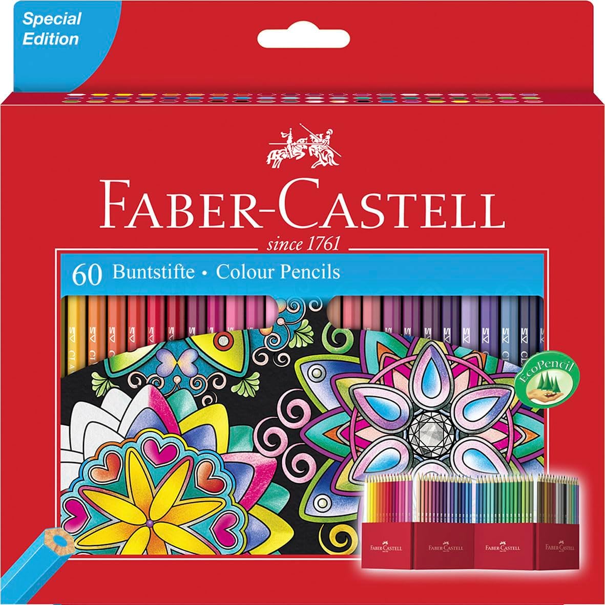 Faber-Castell Castle 111260 Colouring Pencils Set, 60 Pieces, Hexagonal, Shatterproof, for Children and Adults