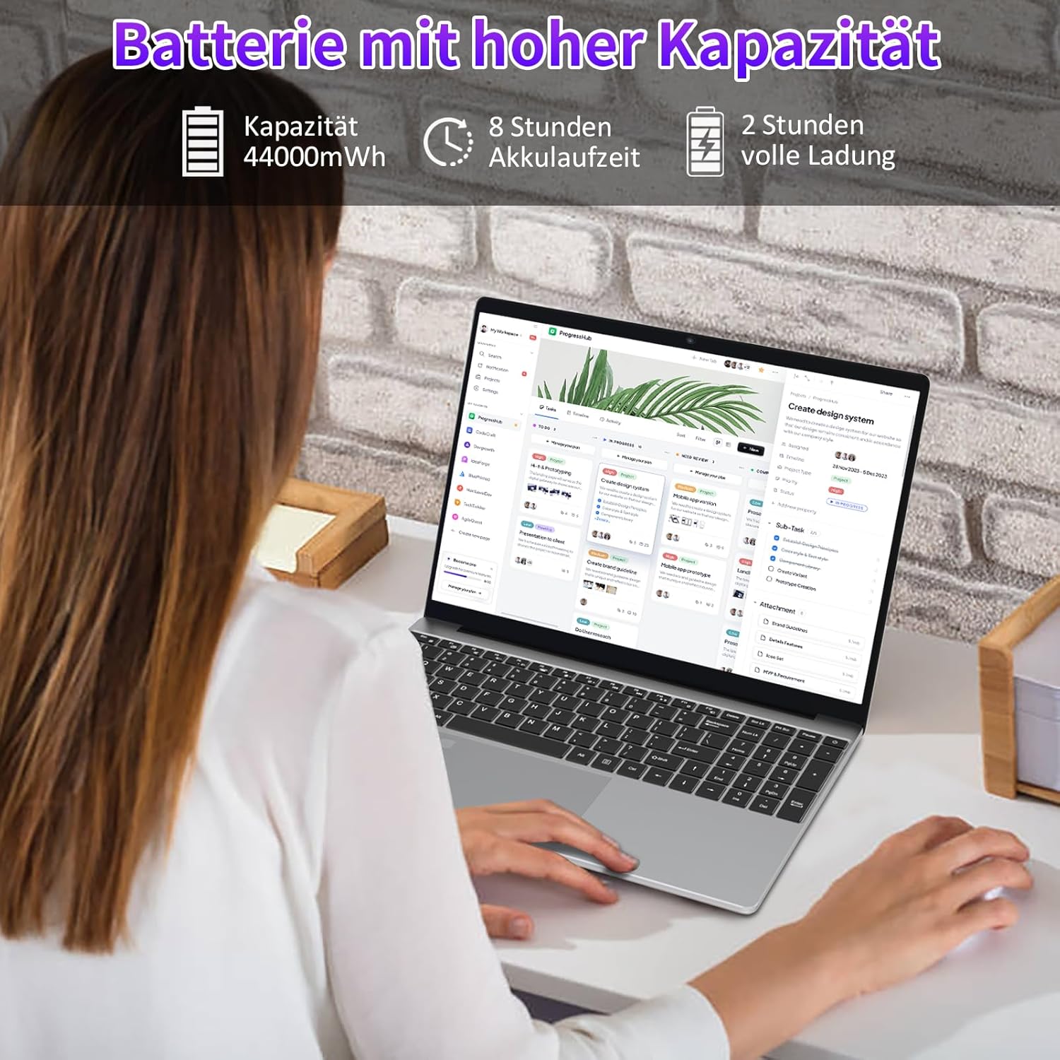 2025 FHD Laptop Student/Business, 15.6 Inch Laptop Computer with 16GB DDR4 512GB SSD, Quad-Core N95 (up to 3.4 GHz, Beat N5095), 8000 mAh Large, 2.4/5G WiFi, Webcam, USB 3.0, Illuminated – Bild 8