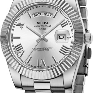 NIBOSI Men’s Watch Analogue Quartz Watch Stainless Steel Watches for Men Waterproof Business Casual Classic Watch with Day and Date Display