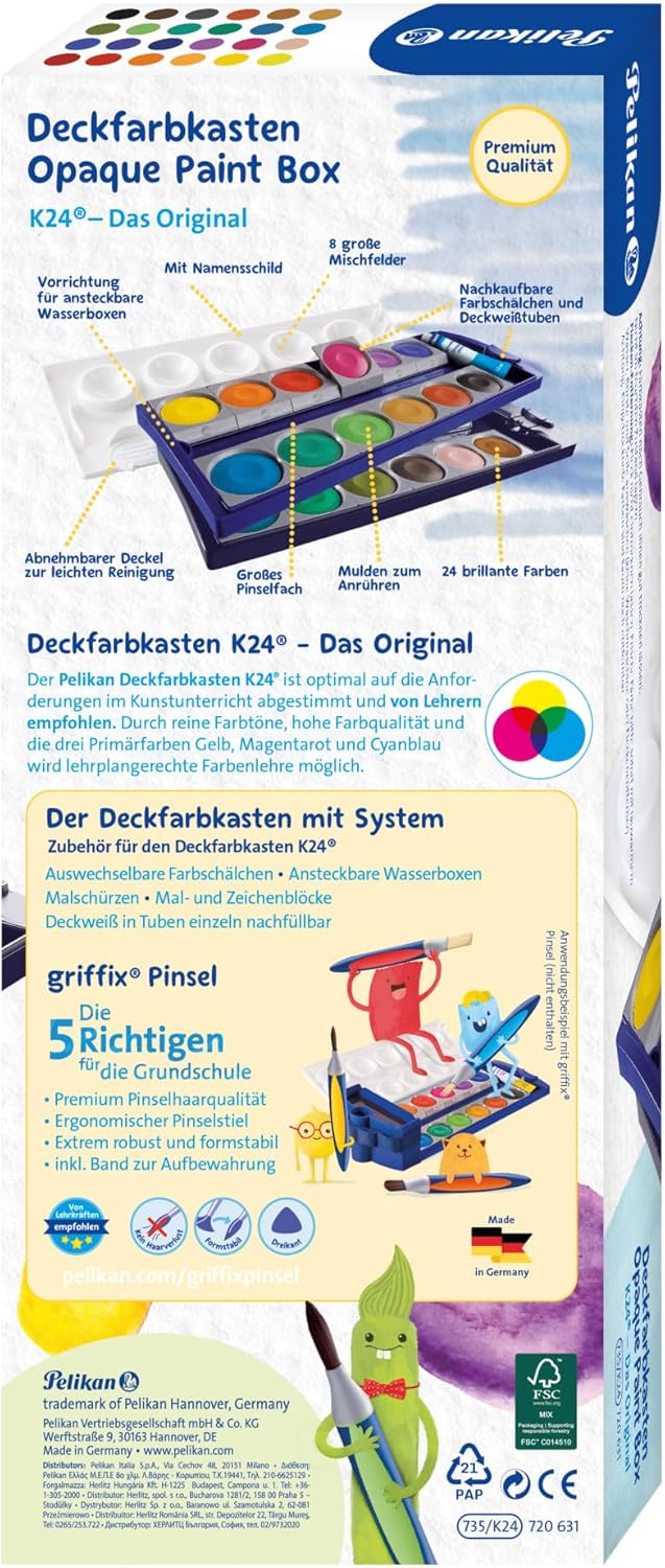 Pelikan K24 720631 Paint Box 24 Quality Colours and 1 Tube Opaque White, 7.5 ml, in Accordance with DIN 5023 – Bild 6