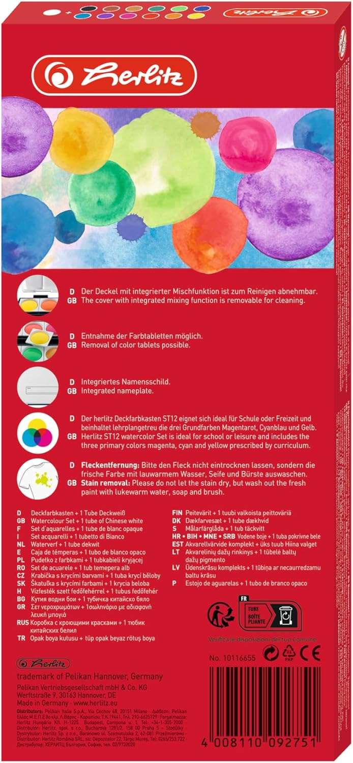 Herlitz 10116655 School Paints and Paint Box - 12 Colours with Opaque White, School paints. – Bild 3