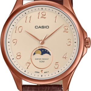 Casio MTP-M110RL-5AVER Men’s Quartz Watch with Beige Dial Brown Leather Strap