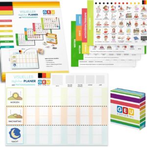 Visual Daily Planner with Pictograms, Autism, Teacch, Aids for Everyday Use, Autistic Children, Daily Planner with 140 Index Cards, Daily Routine, GEU (German)