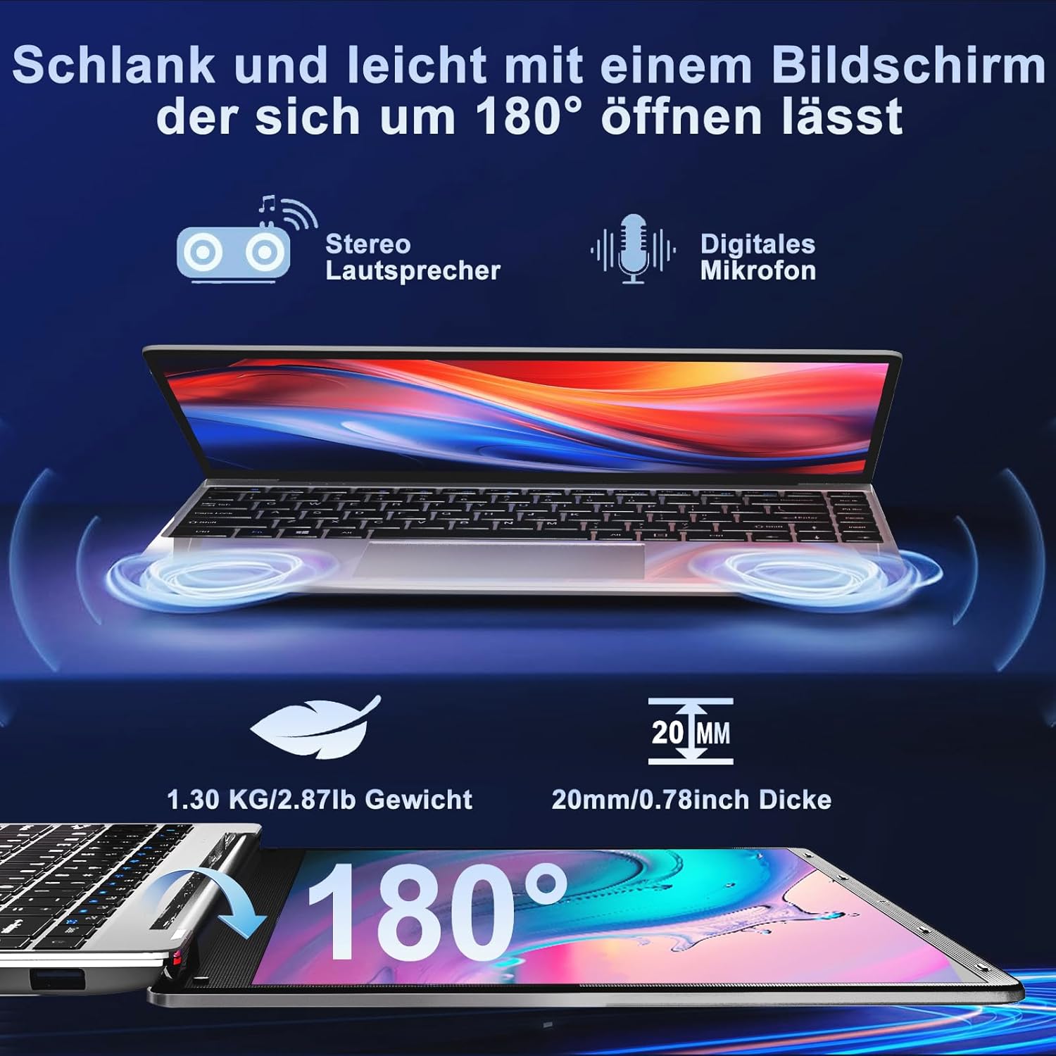 2025 Laptop 14 Inch Win 11 Pro 6GB RAM 256GB SSD Support 1TB (TF 1TB) Notebook Celeron N4020 (up to 2.8GHz) 5000mAh 1920x1080p WiFi German Keyboard Protector and Wireless Mouse Grey – Bild 3