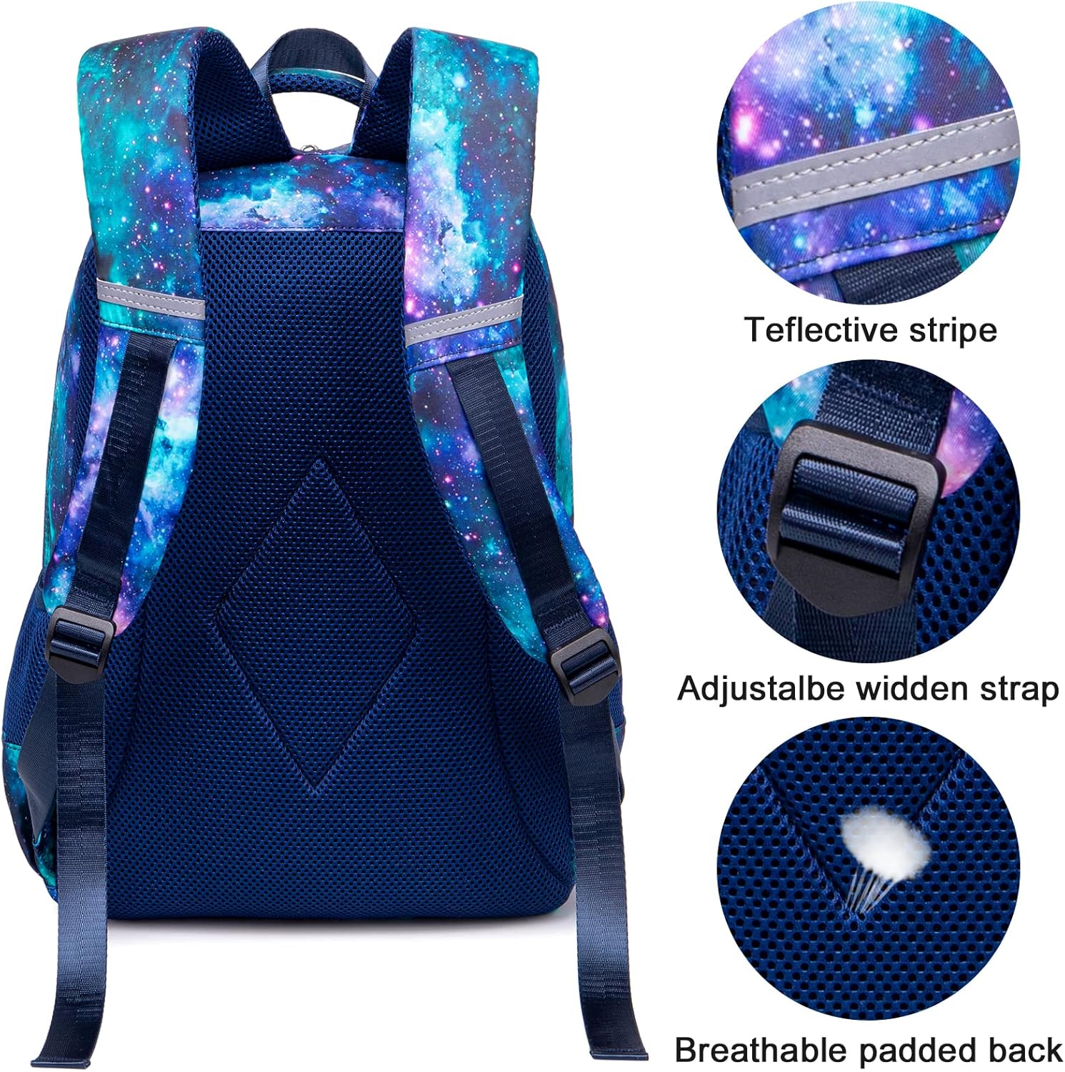 LEDAOU Backpack for Men and Women - Lightweight Waterproof Daypack - Minimalist School Backpack + Laptop Bag (up to 15.6 Inches) - Ideal for University, Travel & Everyday Use, Galaxy Blue+5017 – Bild 8