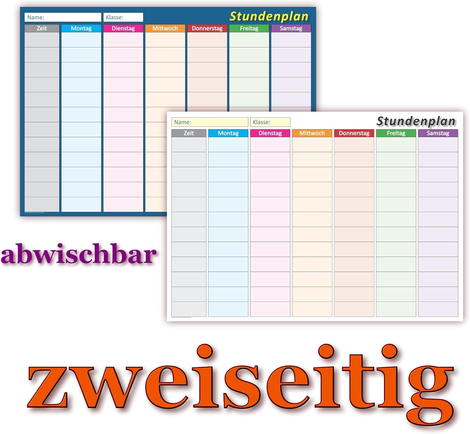 Timetable both sides DIN A4 210 x 297 mm Damp