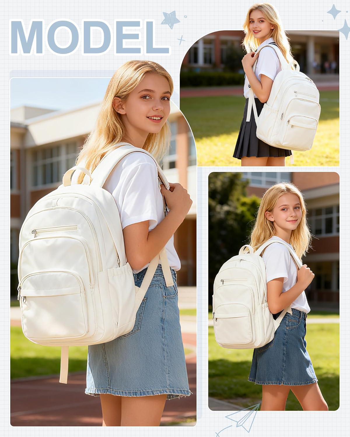 suradar School Backpack Teenager Girls Laptop Backpack Laptop Bag 14 Inch Backpack Women's Waterproof Backpack Daypack for School, Cycling, Leisure and Travel – Bild 4