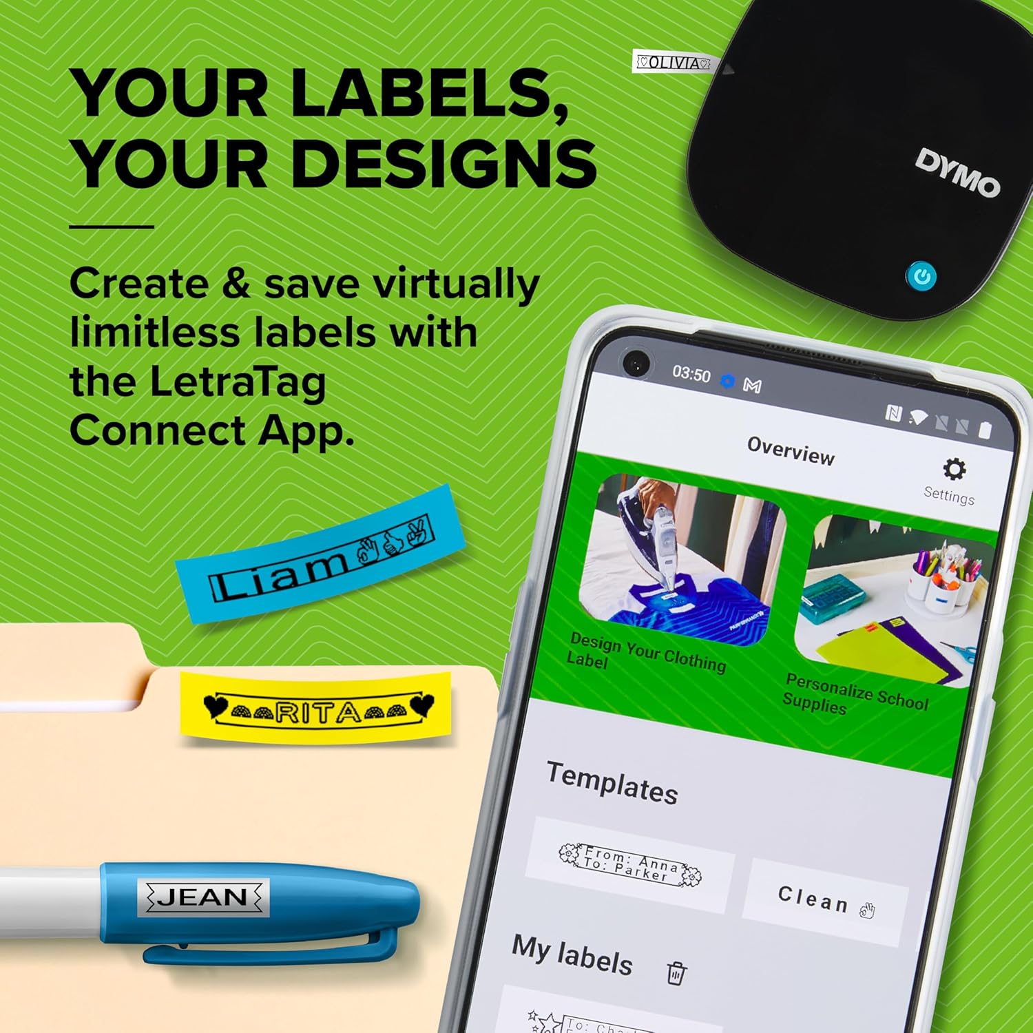 DYMO LetraTag 200B Label Maker with Bluetooth, Compact Label Printer, Connects to iOS and Android via Wireless Bluetooth Technology, Includes 3 x Label Tape – Bild 2