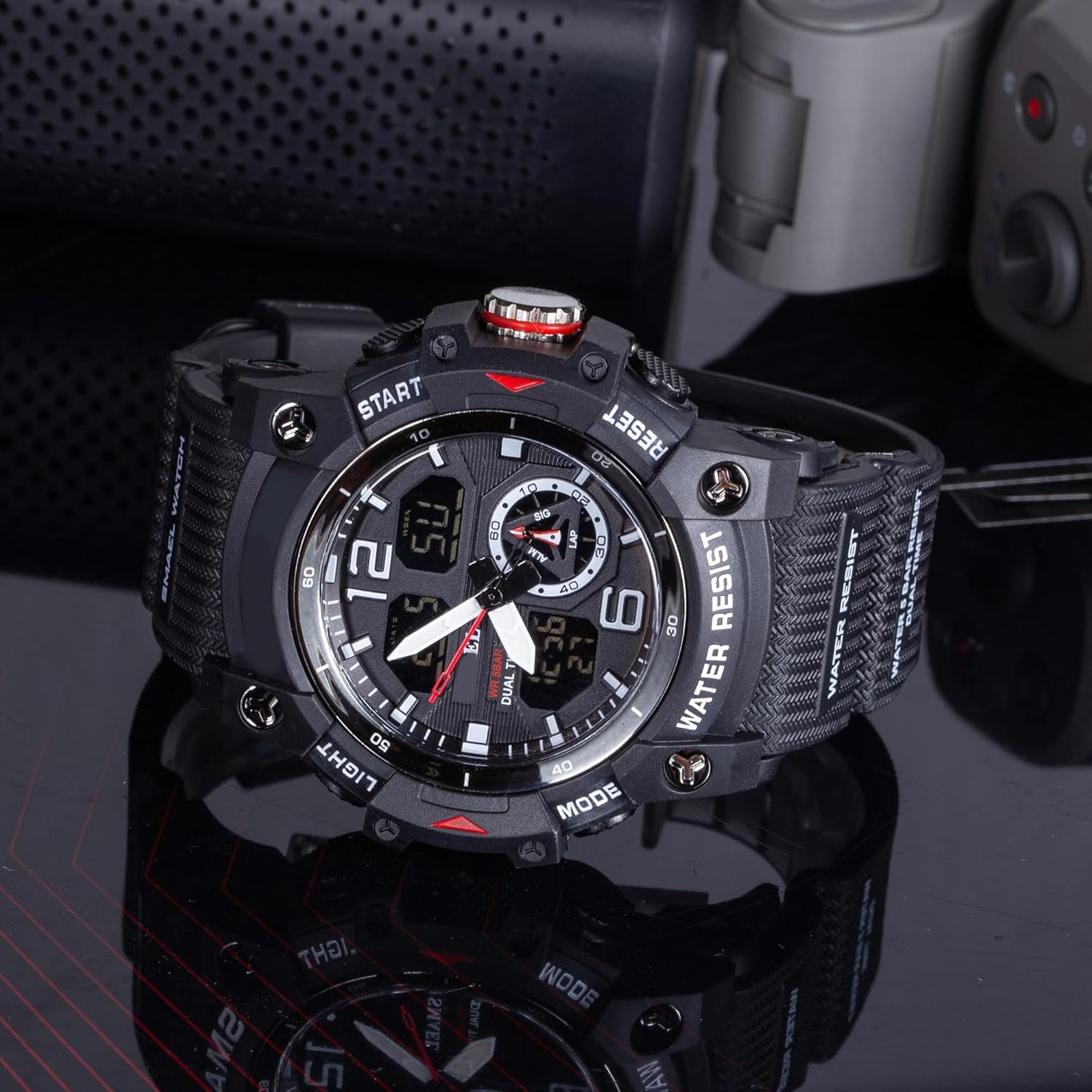 findtime Military Watches Men's Watch Digital and Analogue Waterproof Men's Watch Sporty LED Digital Watch Calendar Alarm Clock Stopwatch with Strap Tactical Watch Men Outdoor – Bild 2