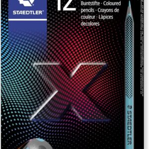 STAEDTLER Norix 186 Colouring Pencil, Made from Upcycled Wood, Unique Shape, Cardboard Case with 12 Colouring Pencils in Assorted Colours, 186 C12