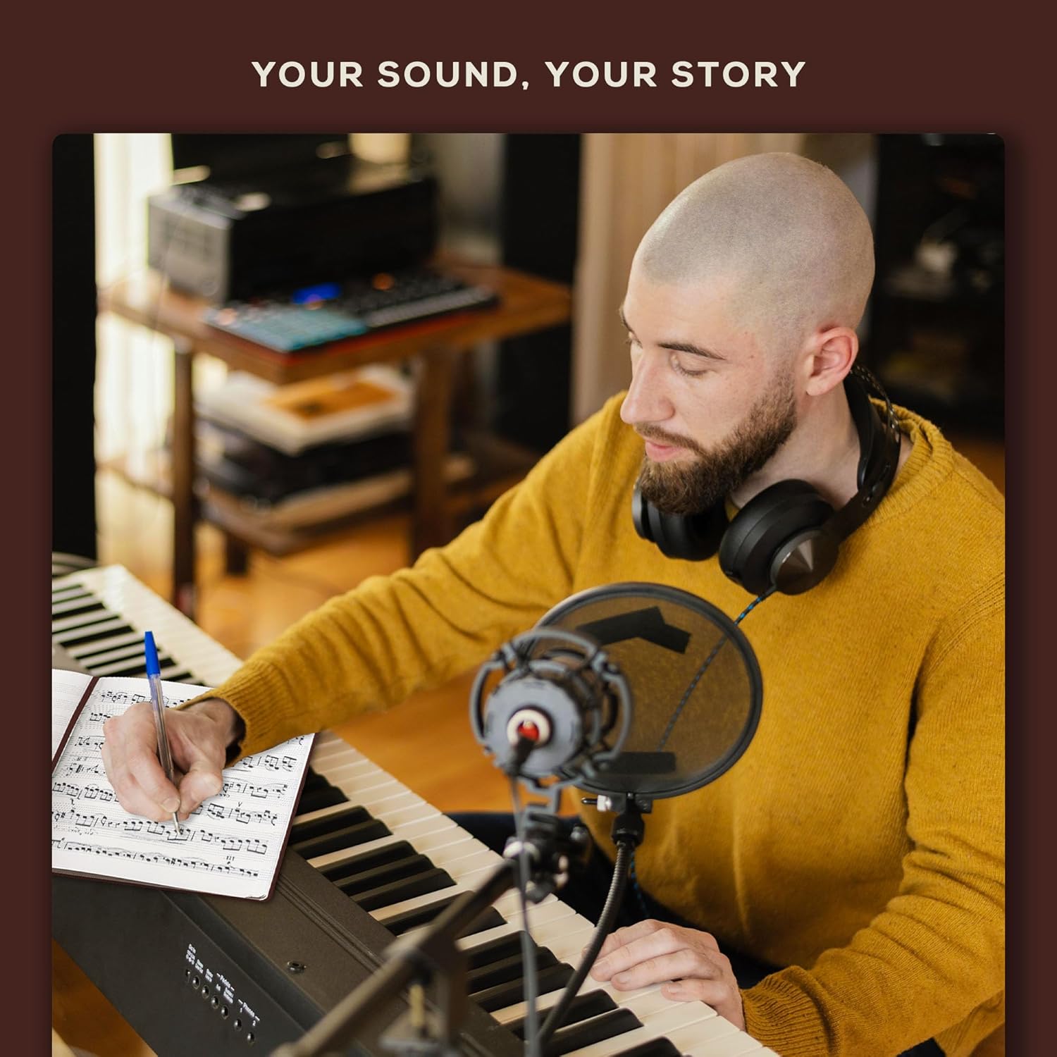 Beechmore Books A4 Sheet Music Book (21.6 × 29 cm) - 156 Pages 120gsm | Vegan Leather Hardcover Perforated Staves Lay-Flat Gift Box for Musicians, Composers, Teachers – Bild 6