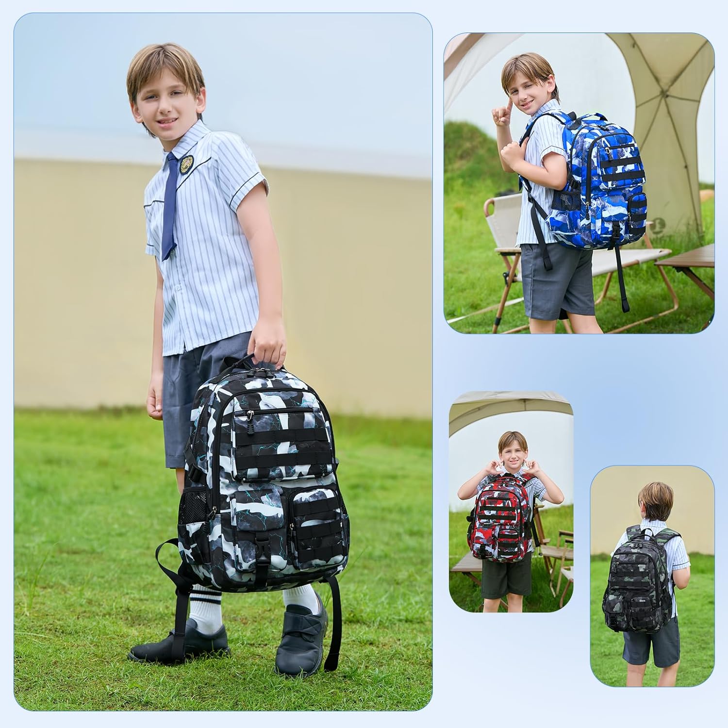 Lmwzh Boys for school backpack teenager school bag boys for school bag reflective backpack waterproof school bag – Bild 3