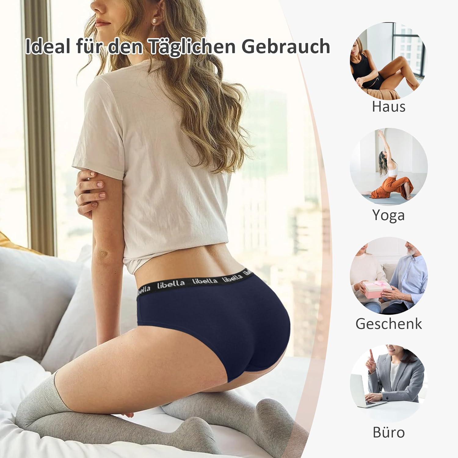 Uizuooy Women's Cotton Briefs Multipack Hipster Underwear Breathable Panties Cotton Soft Comfortable Women's Underwear Pack of 6 – Bild 6