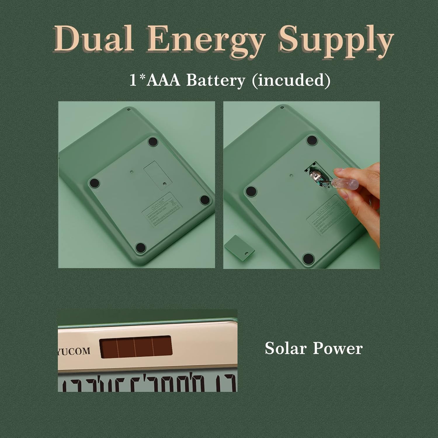 GUYUCOM Small Calculator with Large Buttons, 12-Digit Calculator Small with Large Display for School, Office, Office, Outdoor, Double Power Sensitive Button (Green) – Bild 3