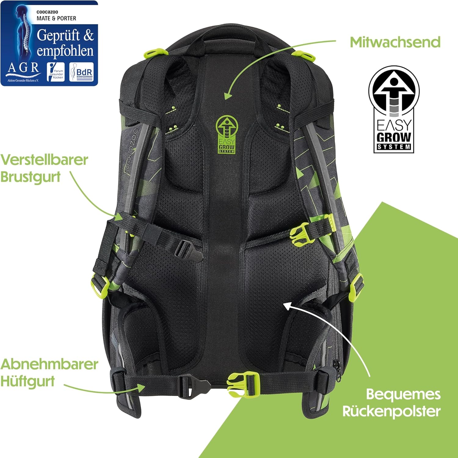 Coocazoo PORTER school backpack, ergonomic & adjustable satchel, height & size adjustable, with chest strap & hip belt, lightweight & individual, from 3rd grade – Bild 5