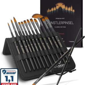Premium Acrylic Paint Brush Set – 12 Brushes Without Hair Loss When Painting – Suitable as Acrylic Brush, Watercolour Brush, Oil Brush, Gouache (12)