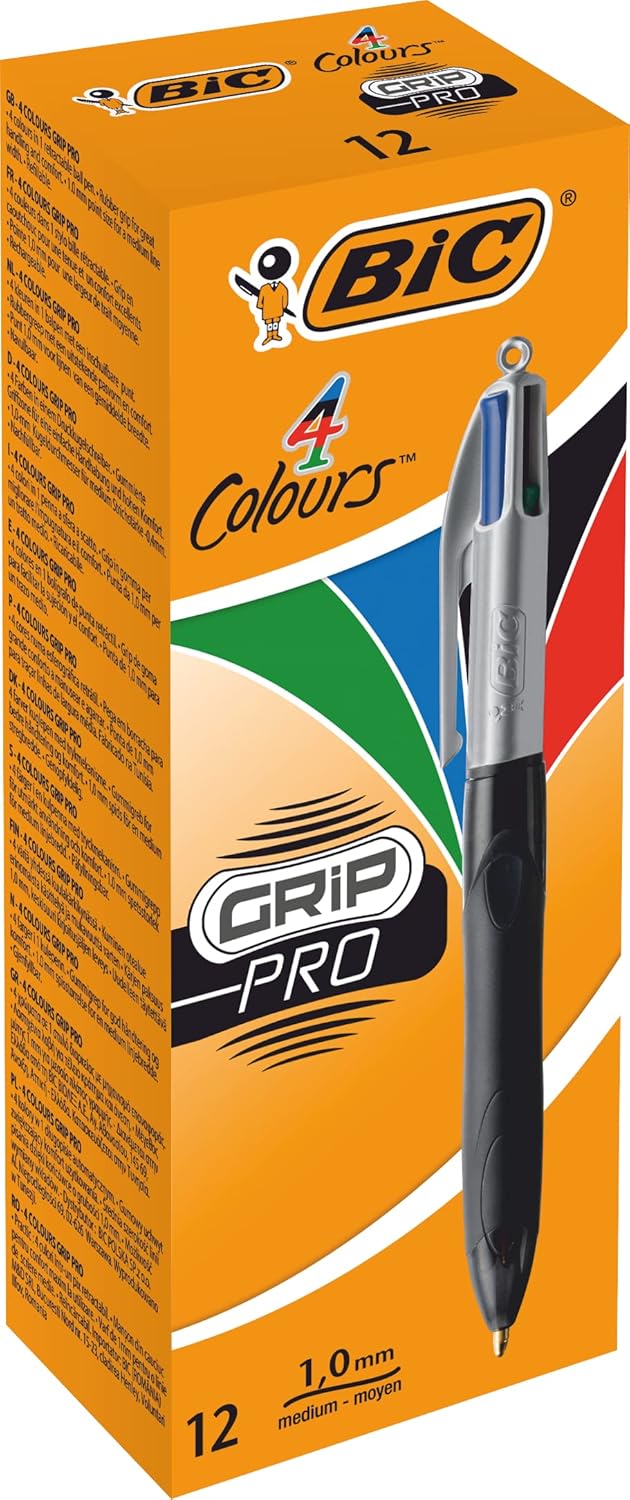 BiC 4 Colour Grip Pro Medium Ballpoint Pen (Box of 12) – Bild 2