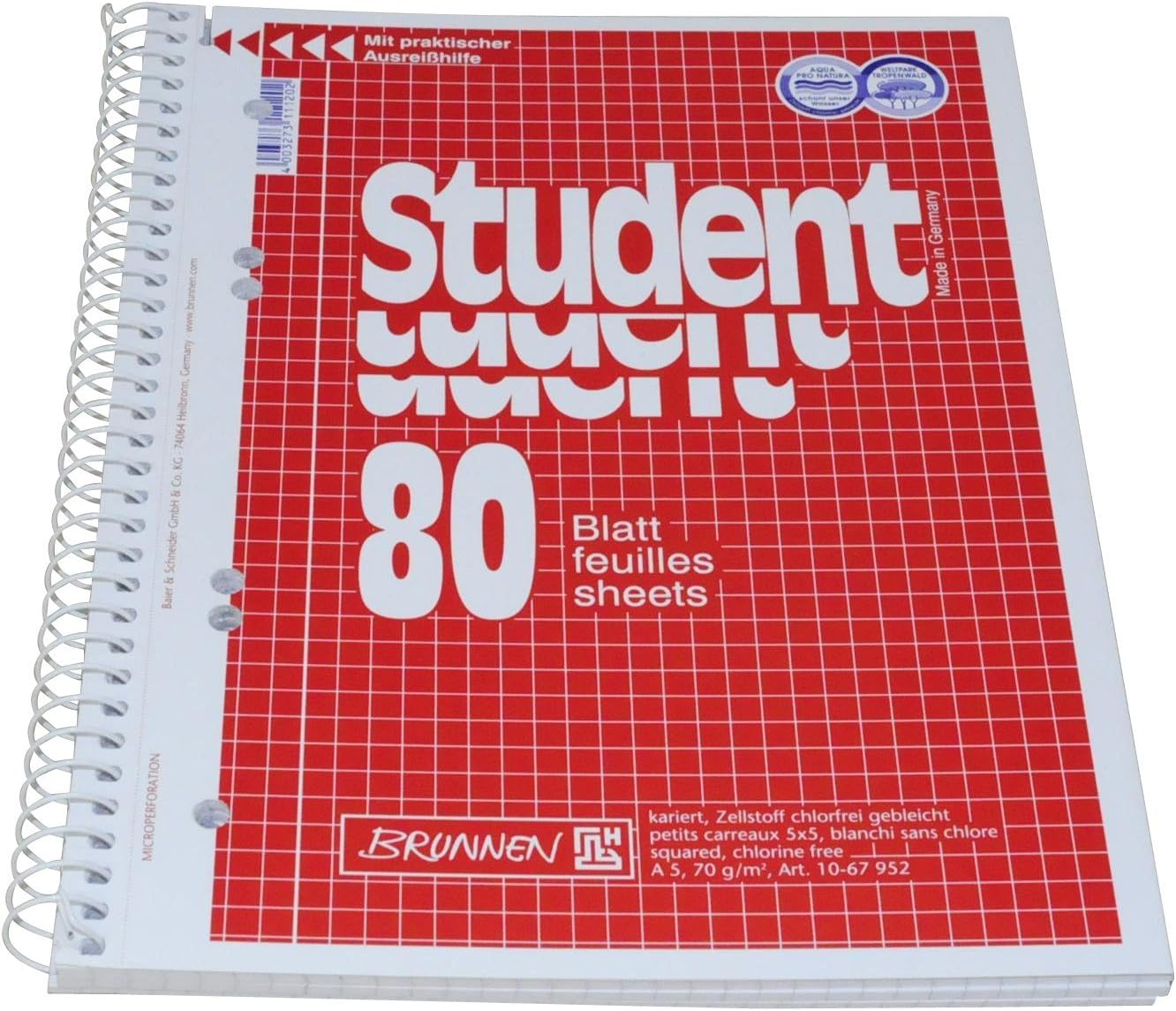 5 Brunnen Student writing pads, A5 squared.