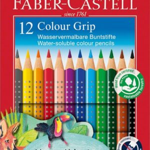 Faber-Castell 112412 Colour Grip Coloured Pencils, Set of 12, Cardboard Pack