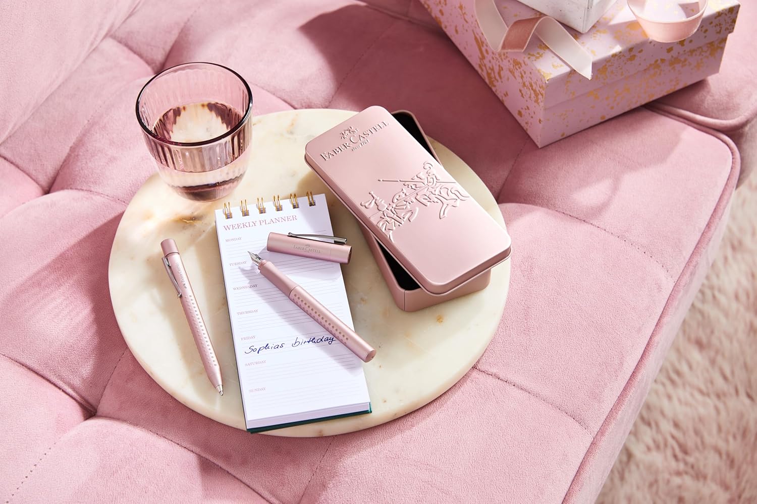 Faber-Castell 201539 Grip 2011 Pale Rose Gift Set with Fountain Pen M and XB Ballpoint Pen in Metal Case – Bild 5