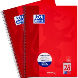 Oxford College Notepad A4 Squared with Double Margin 80 Sheets Red Pack of 2