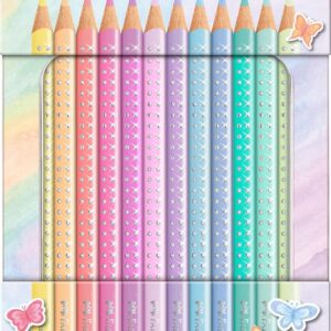 Faber-Castell 201910 Sparkle Pastel Coloured Pencils, Metal Case of 12