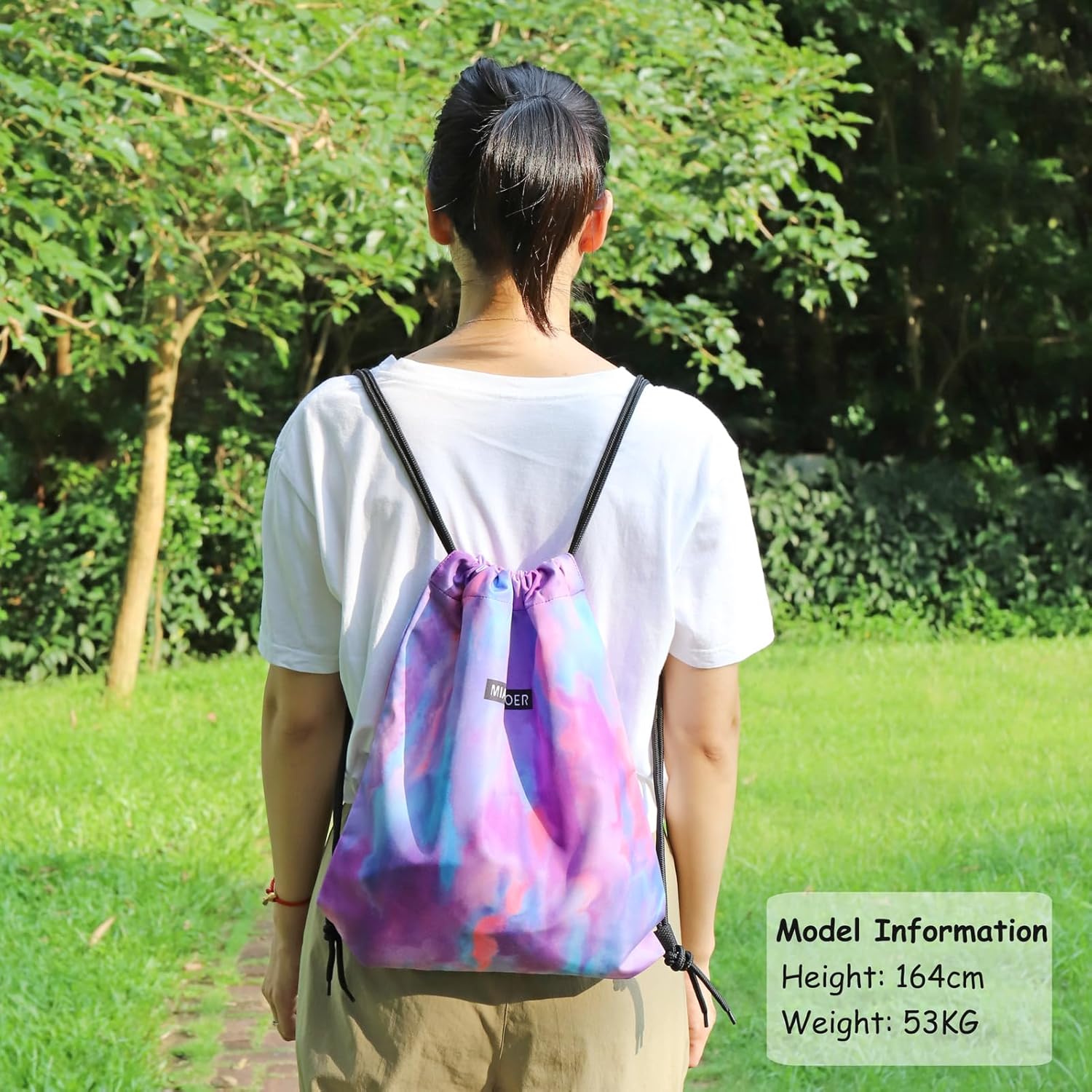 Gym Bag with Drawstring, Drawstring Bag, Sports Backpack, Small Gym Bag, Foldable, Drawstring Gym Bag, Sports Bag, Daypack with Zip, Inner Pocket for Women – Bild 2