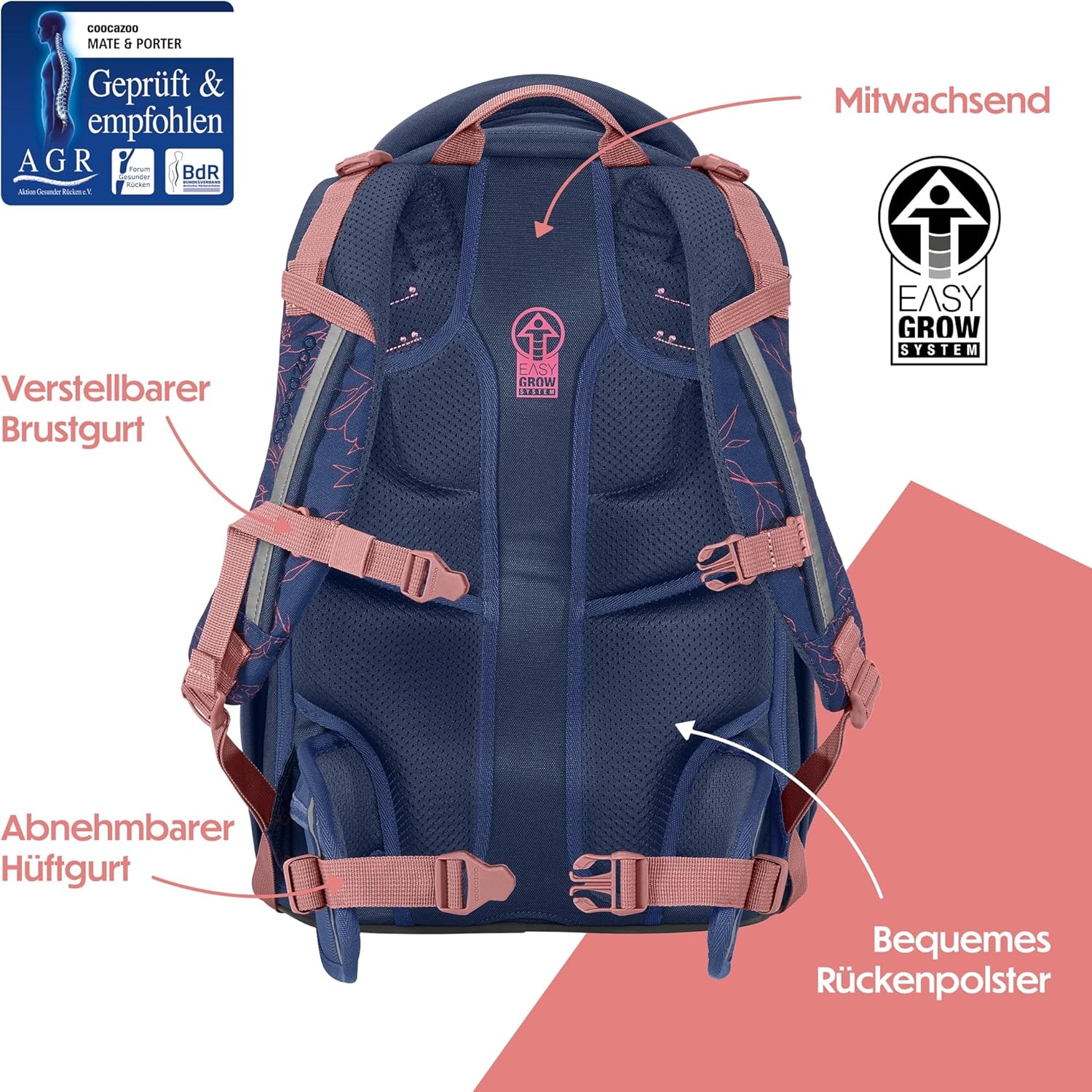 Coocazoo PORTER school backpack, ergonomic & adjustable satchel, height & size adjustable, with chest strap & hip belt, lightweight & individual, from 3rd grade – Bild 5