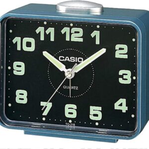 Casio TQ218/2 Travel Alarm Clock, Metallic Blue/ Black