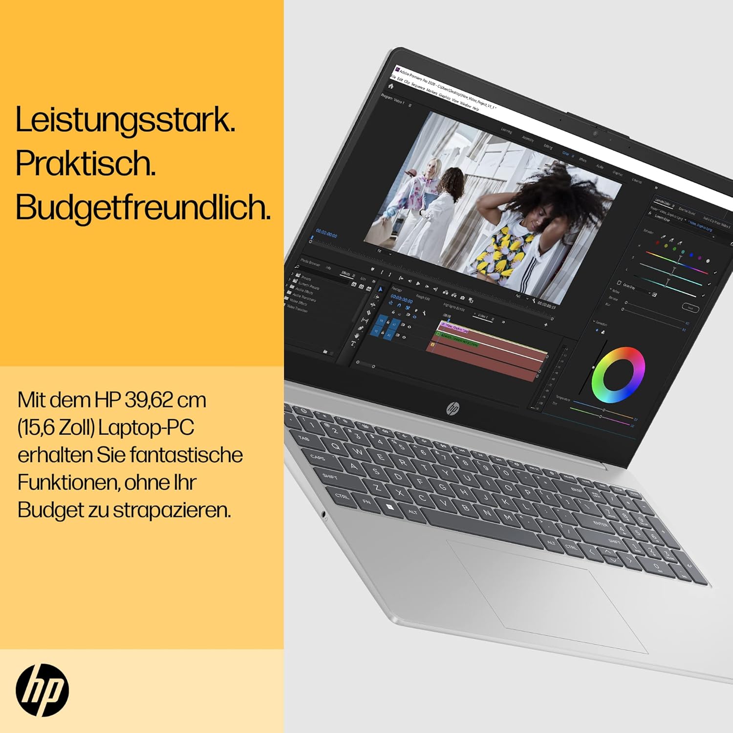 HP 15.6-Inch FHD IPS Display, AMD Ryzen 5 7520U, 16 GB RAM, 512 GB SSD, AMD Radeon Graphics, Windows 11 Home, QWERTZ Keyboard, Silver, with HP Fast Charge – Bild 2