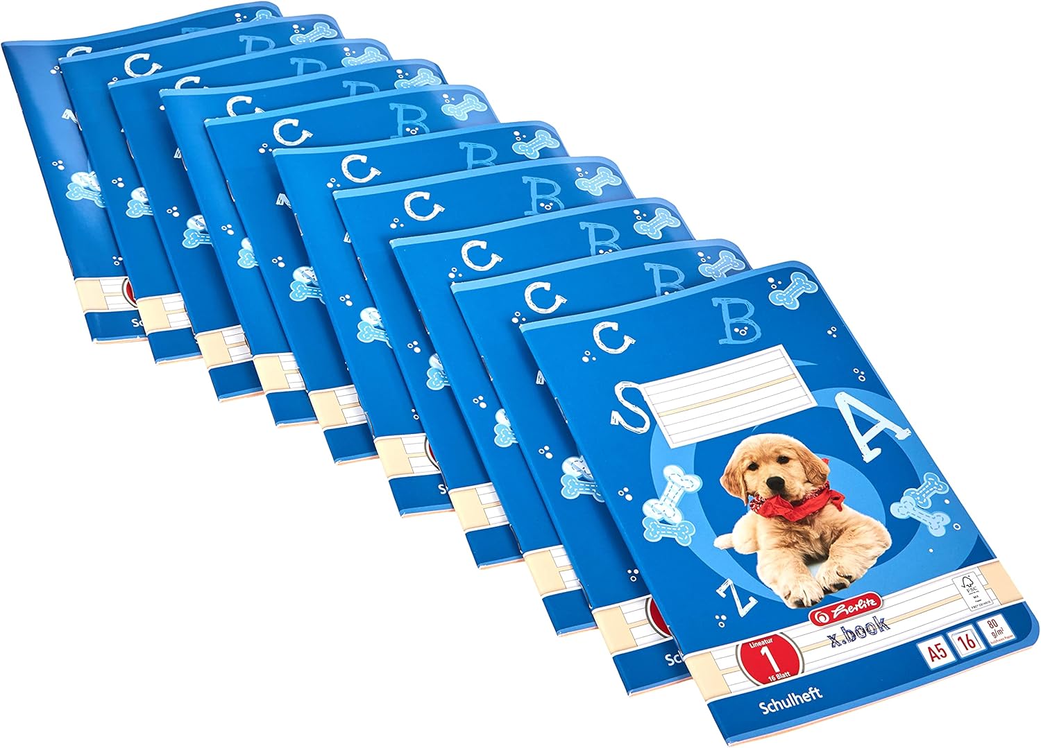 Herlitz 3320108 A5 Notepads, 16 Sheets, Ruling 01 (Lined), Coloured Lines, FSC Mixed, Pack of 10 Assorted Motifs – Bild 3