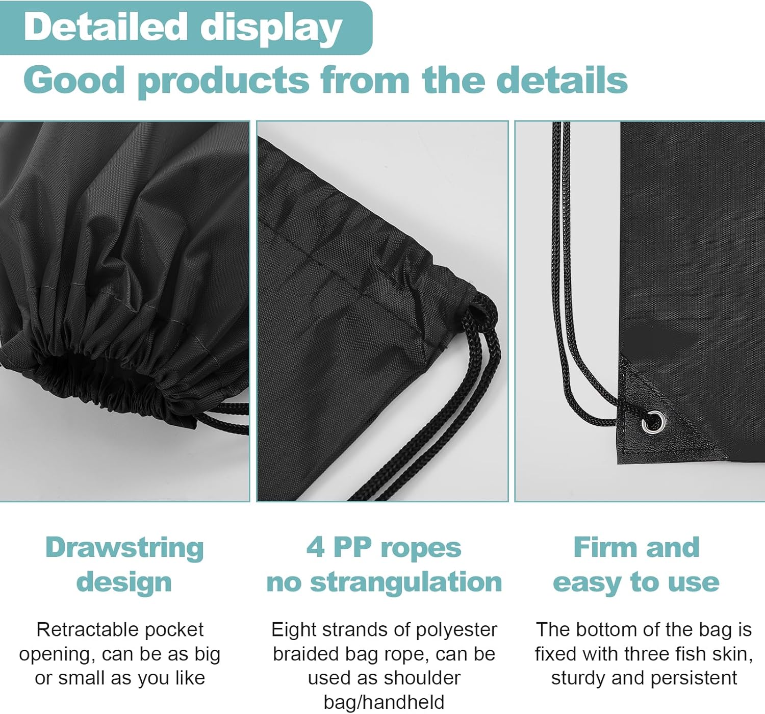Drawstring Bags, PE Bags, Drawstring Gym Bag, Swimming Sports Bag for Sports, Gym, Travel, Swimming, Beach – Bild 3