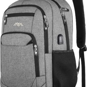 Unisex School Backpack – School Backpack for Boys, Girls & Teenagers – Laptop Backpack for Men & Women – Daypacks / Business Backpacks with USB, grey