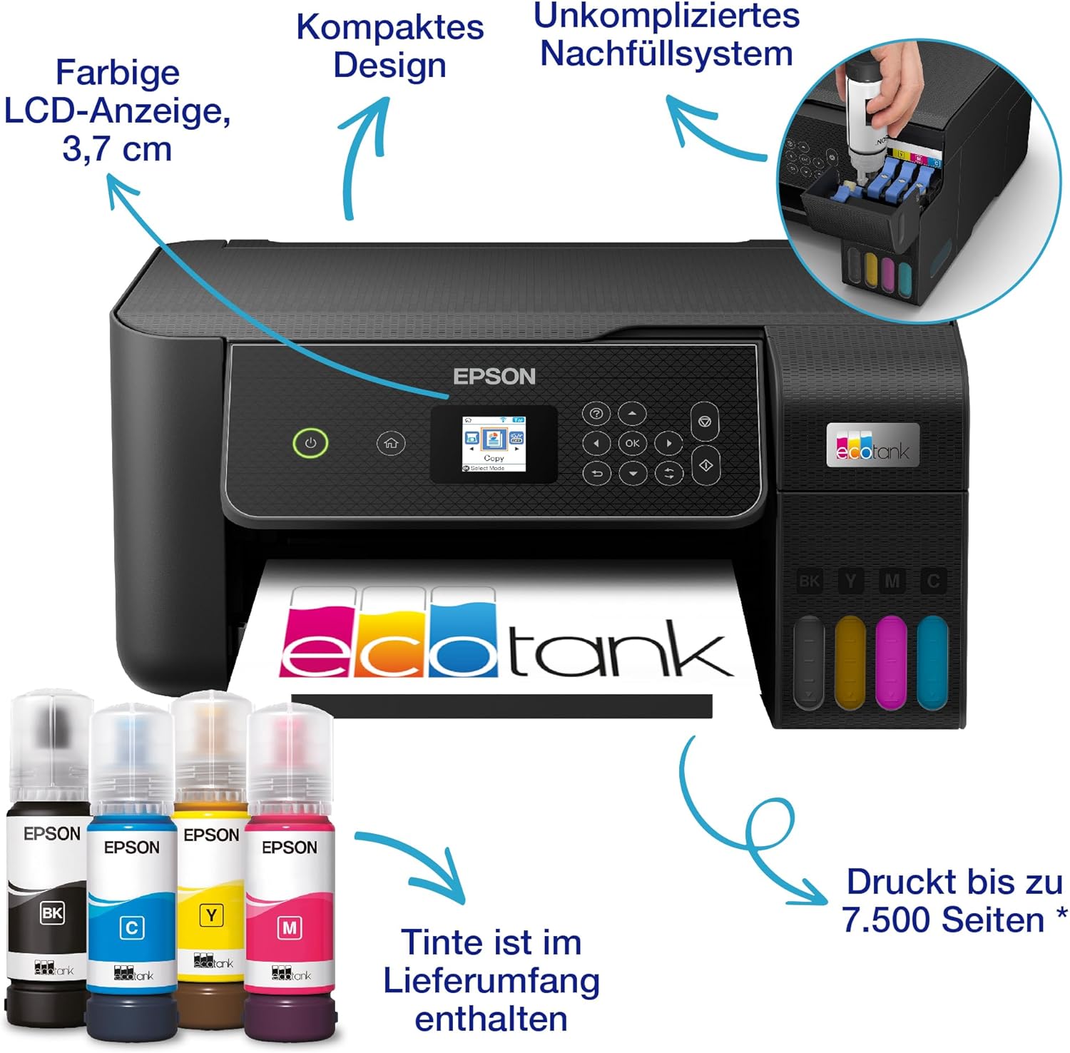 Epson EcoTank ET-2870 A4 Multifunction Wi-Fi Ink Tank Printer with a Included Stock of Inks up to 3 Years – Bild 2