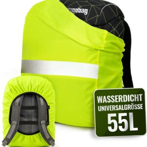 Rain cover for backpacks, water and wind resistant, reflective strips, backpack protection, rain cover, neon safety cover, reflective cover. Yellow