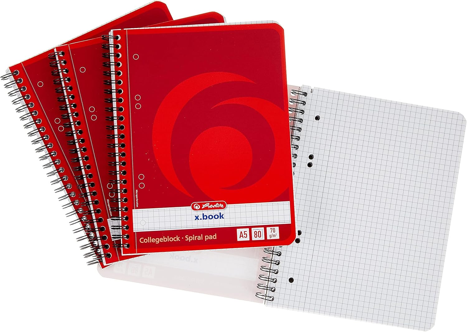 Herlitz x.book spiral-bound notepad A5, 70 g/m², 80 pages, combo set